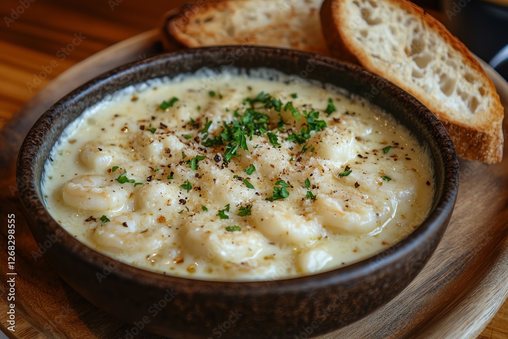 Creamy Shrimp and Garlic Dish with Toasted Bread Creamy Shrimp and Garlic Dish with Toasted Bread