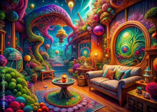 Surreal Psychedelic Home Decor Textures: Vibrant Abstract Wall Art Background