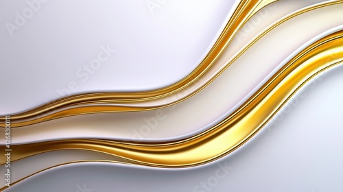 Elegant Golden Waves Over White Background