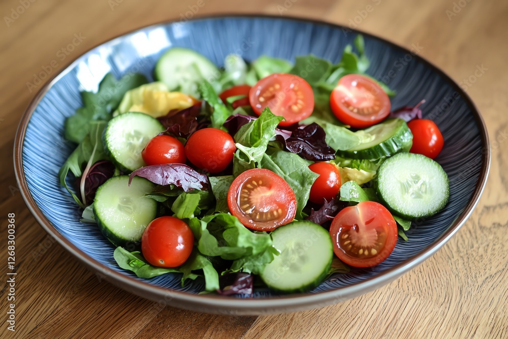 Fresh Green Salad with Cherry Tomatoes and Cucumbers Fresh Green Salad with Cherry Tomatoes and Cucumbers