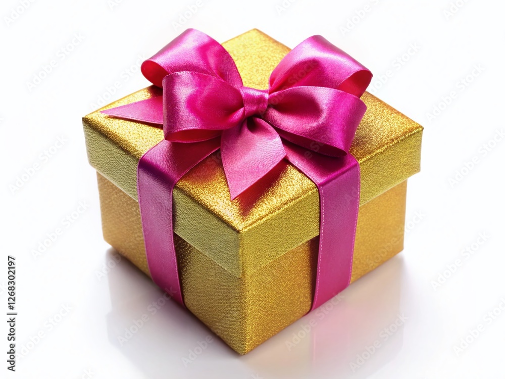 Fototapeta premium Tall Gift Box, Macro Photography, Isolated on White Background, Luxury Packaging, Elegant Present