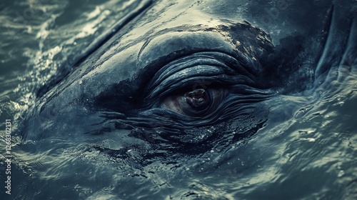 Humpback Whale Eye Underwater Closeup Dark Ocean Deep Water Mysterious Marine Wildlife Nature Photography Powerful Majestic Creature Amazing Wildlife  photo