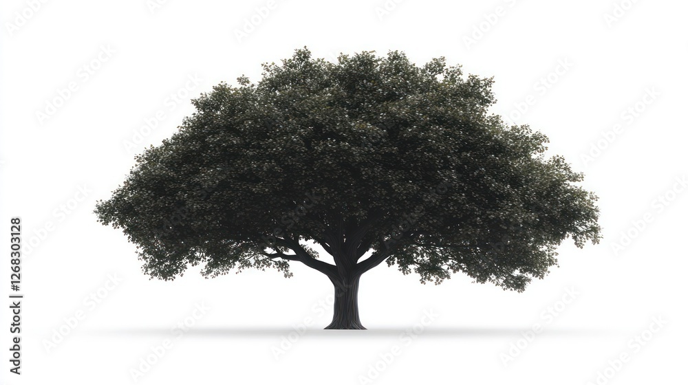 Fototapeta premium Majestic oak tree isolated on white background, nature design element