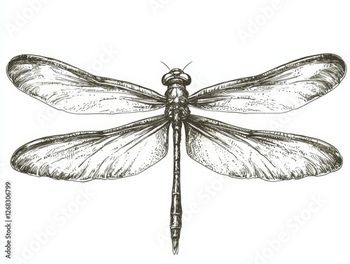 Hand-drawn Dragonfly Illustration photo