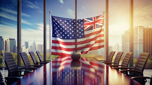 US & New Zealand Flags Double Exposure: Official Meeting Diplomacy Stock Photo