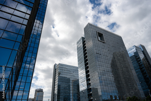 Wallpaper Mural Modern Skyscrapers Reflecting Cloudy Sky Torontodigital.ca