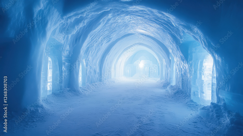 Obraz premium Frozen Ice Cavern with a Mystical Glow Inside
