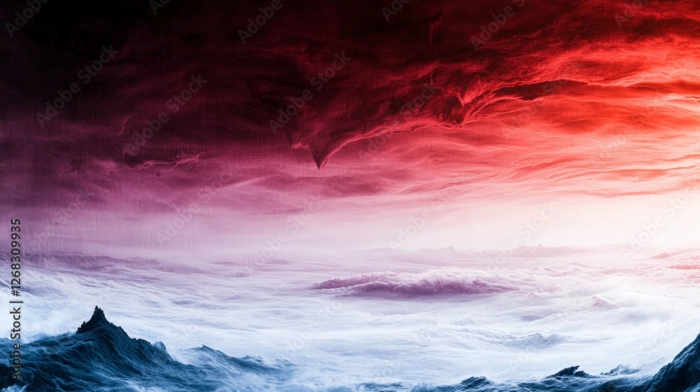 Fototapeta premium Dramatic Red Purple Sky Fantasy Landscape Abstract Background Artistic Cloudscape