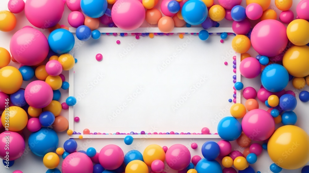 Colorful 3D Rendering of Sphere Shapes Around Empty Space Colorful 3D Rendering of Sphere Shapes Around Empty Space