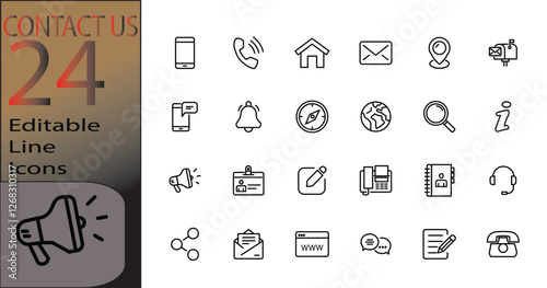Contact us set of web icons in line style. Social Media network icons for web and mobile appcannot be edited already expanded and merged