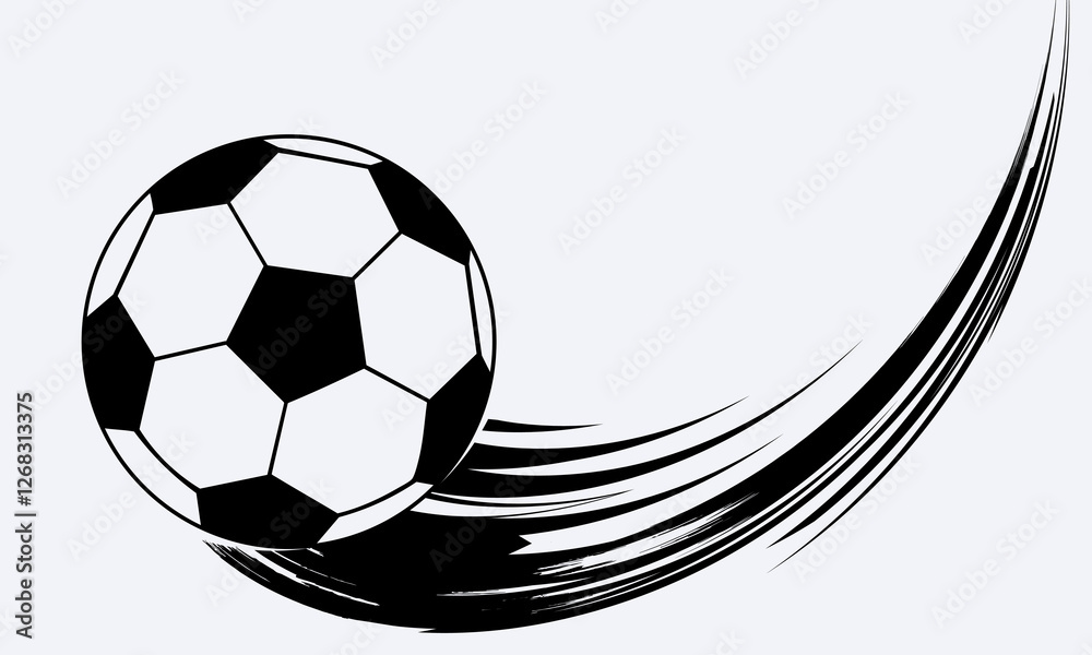 Obraz premium Football ball vector illustration. Soccer ball flying fast.