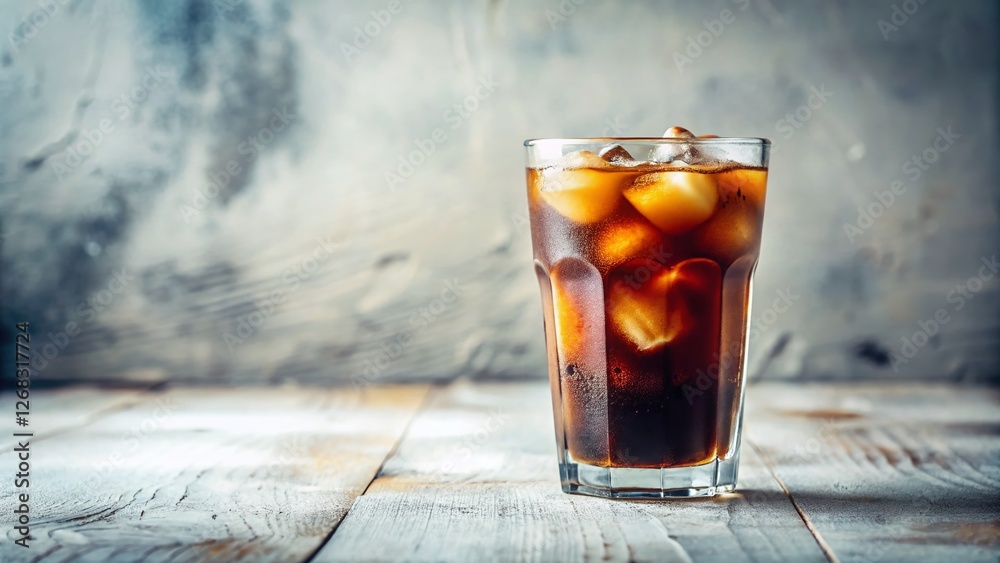 Obraz premium Vintage Iced Americano Coffee Drink on White Background - Stock Photo