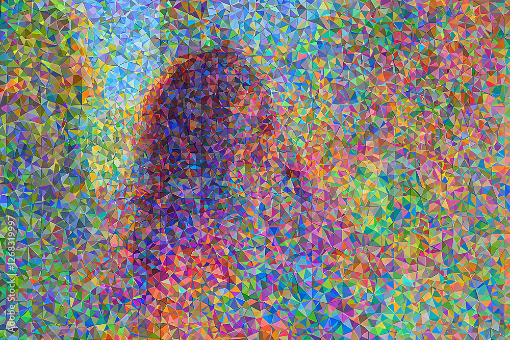 Fototapeta premium A vibrant digital artwork featuring a dynamic composition of colorful triangles, creating a modern and abstract background.