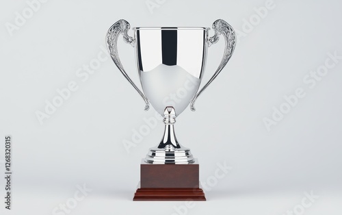 Silver Trophy with Elegant Design on Wooden Base