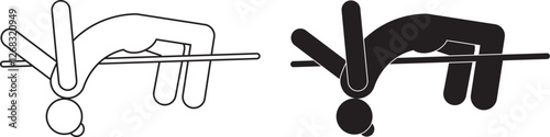 outline silhouette high jump icon set