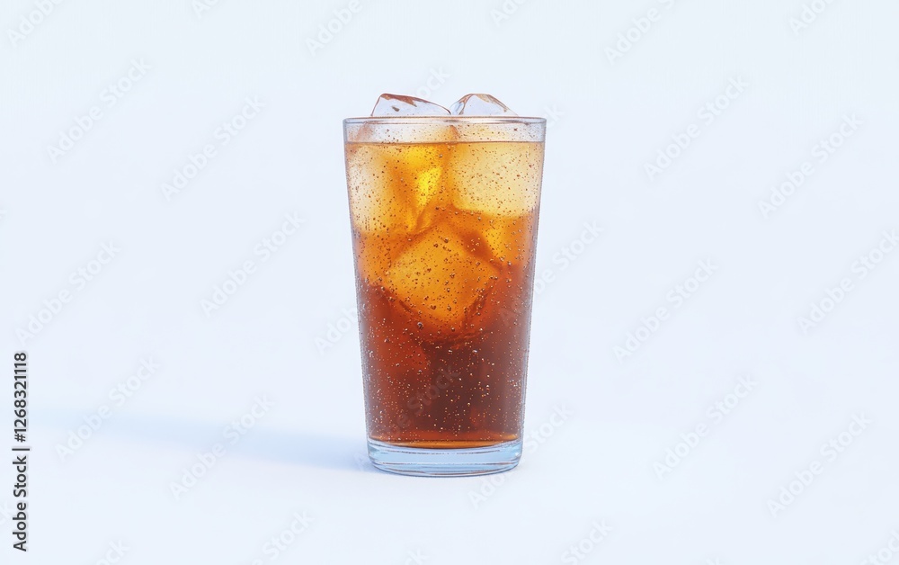 Refreshing Glass of Soda with Ice Cubes on Table Refreshing Glass of Soda with Ice Cubes on Table