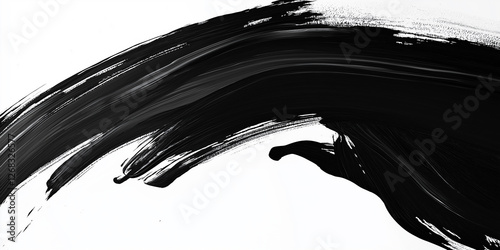 Black brush stroke creating a dramatic arc on white background
