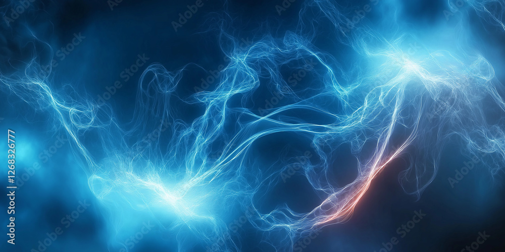 Fototapeta premium Blue and orange plasma energy arcs creating a futuristic background