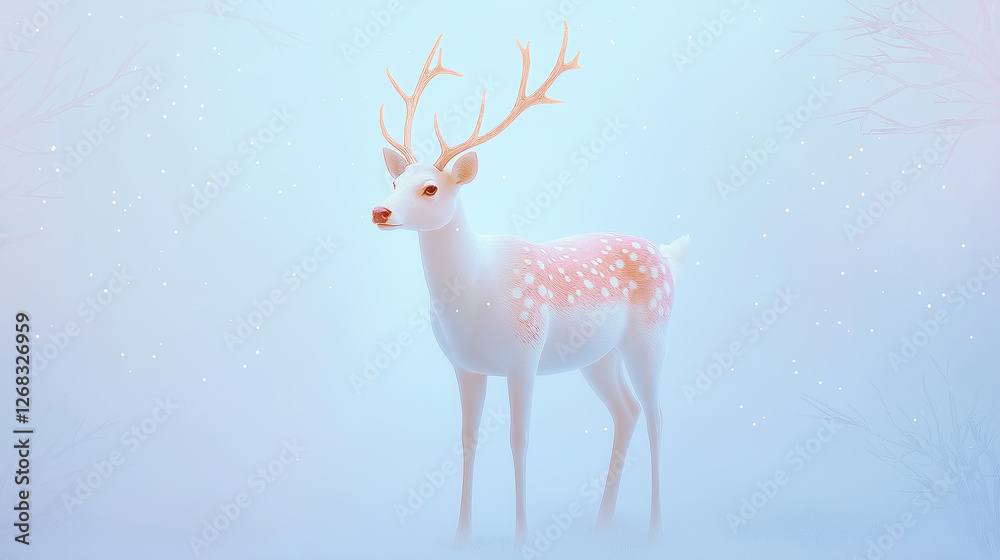 Whitetail deer standing in snowy winter wonderland Whitetail deer standing in snowy winter wonderland