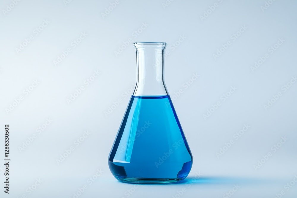 Blue liquid in flask, lab, science, research, background Blue liquid in flask, lab, science, research, background