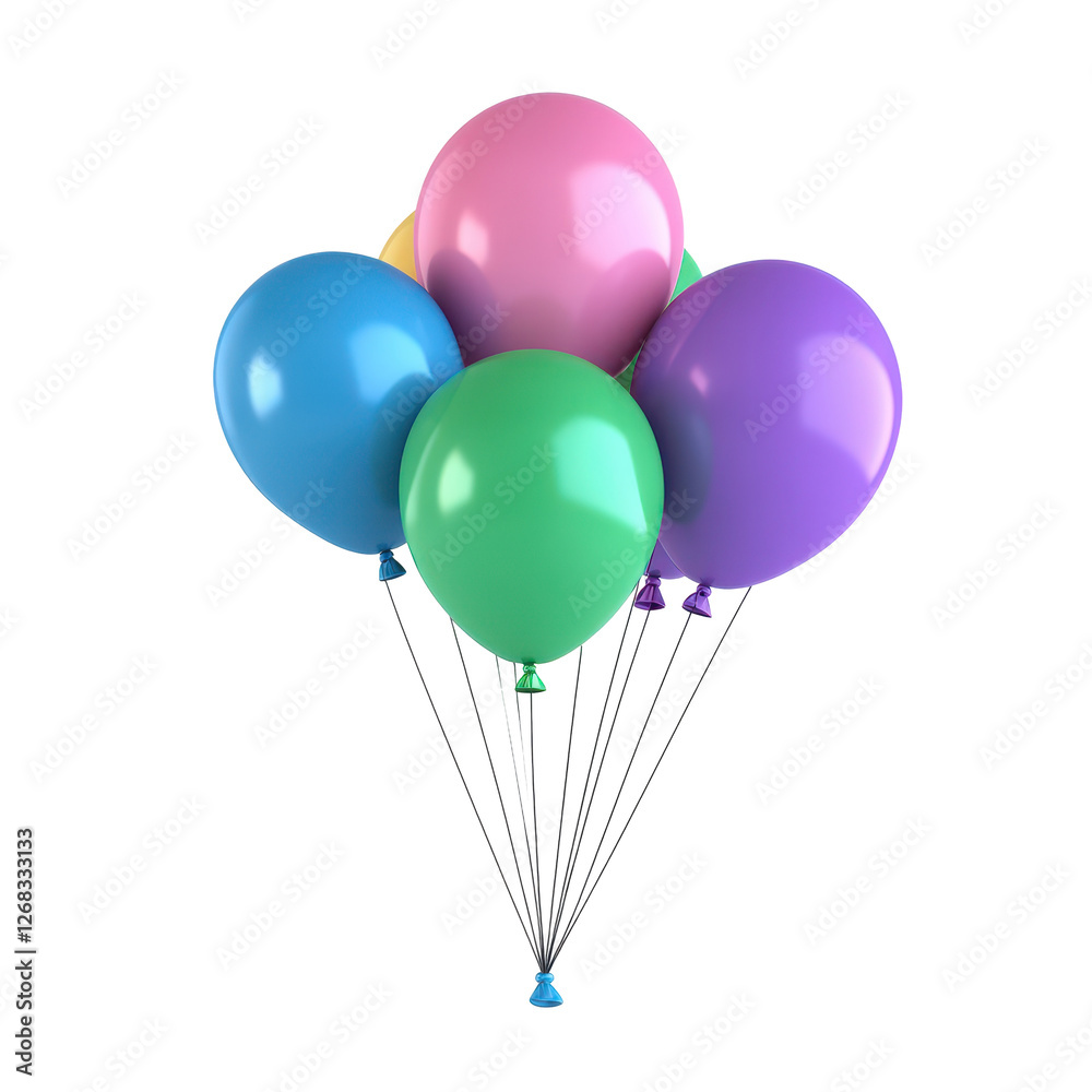 A vibrant bunch of colorful balloons floating in the air, perfect for celebrations. transparent background A vibrant bunch of colorful balloons floating in the air, perfect for celebrations. transparent background