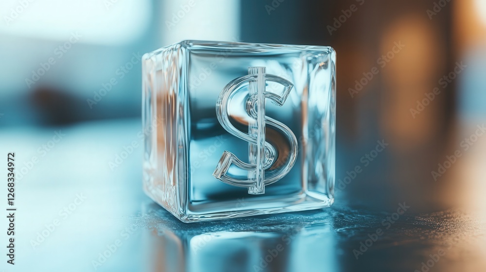 smooth, transparent money icon with a soft background and focus on the financial aspect, symbolizing wealth, assets, and economic growth.