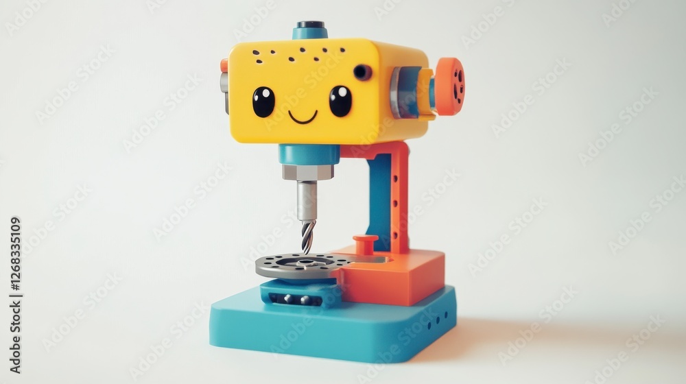 Fototapeta premium Playful and Colorful Toy Drill with Cute Facial Expression