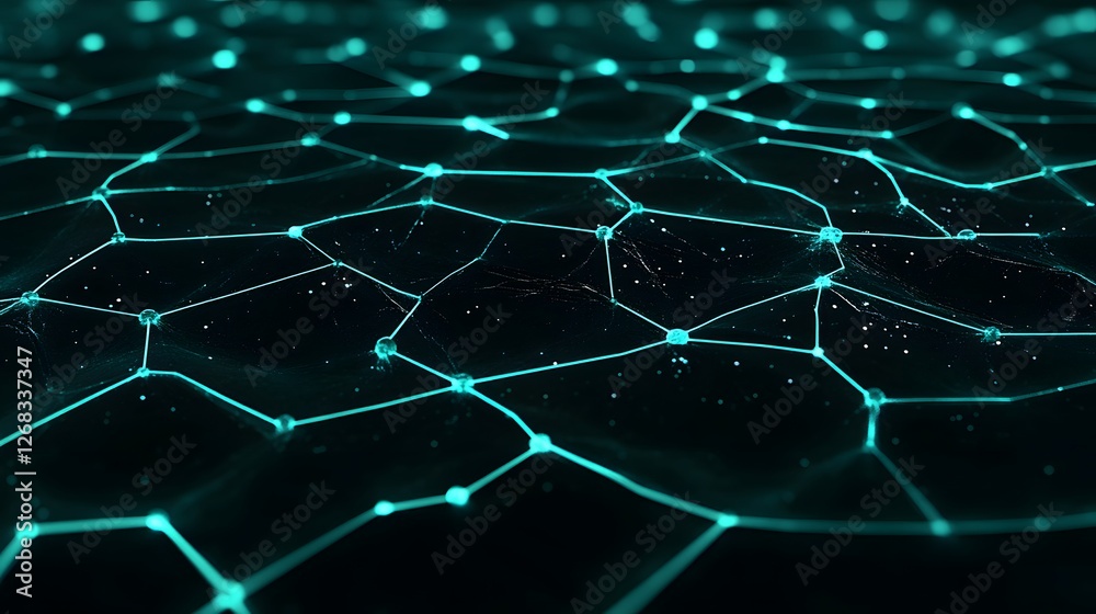 Obraz premium Abstract Dark Background with Glowing Blue Hexagonal Grid Pattern