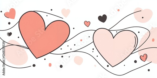 Romantic Love Hearts Design Abstract Valentine s Day Illustration Pink and Coral Hearts on White