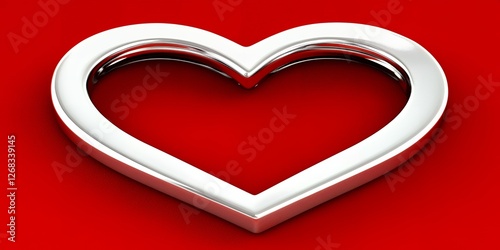 Elegant Silver Heart Shape on Red Background Romantic Love Valentines Day Design
