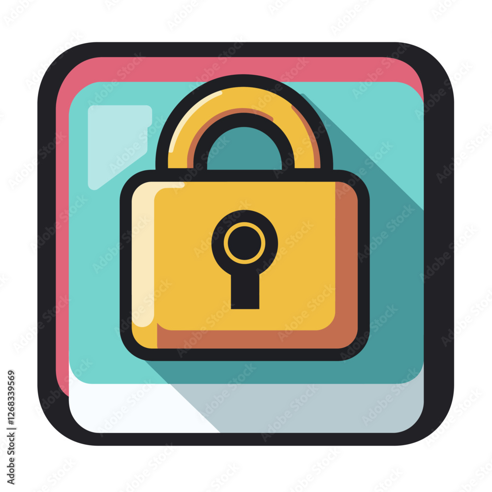 Secure Padlock Icon with Retro Color Scheme, Safety, Protection Concept. Secure Padlock Icon with Retro Color Scheme, Safety, Protection Concept.