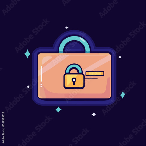 Secure briefcase with lock, security and safety icon over dark background.