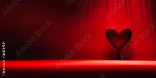Romantic Red Heart Symbol on Dramatic Red Background Valentine s Day Love Concept
