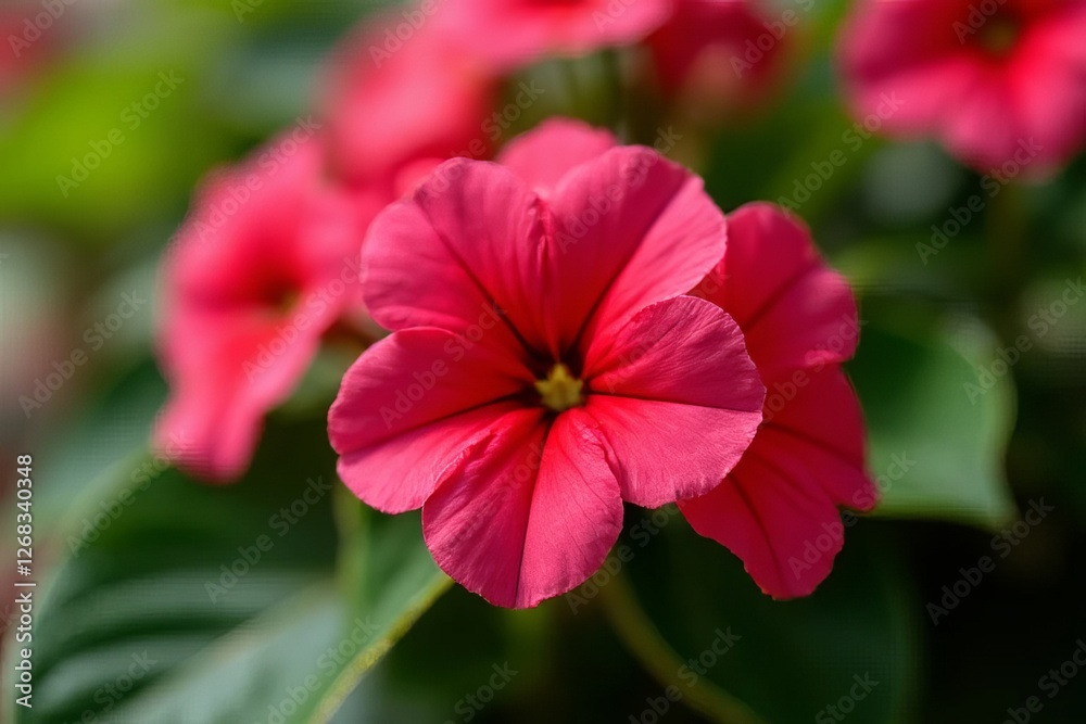 Close-up of Vibrant Pink Flowers and Lush Green Foliage Close-up of Vibrant Pink Flowers and Lush Green Foliage