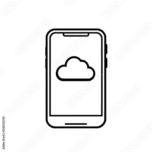 Smartphone with Cloud Icon, Data Storage, Technology, and Modern Design.