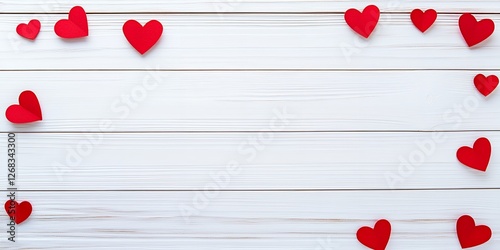 Romantic Red Hearts on White Wooden Background Valentine s Day Love Romance Decoration