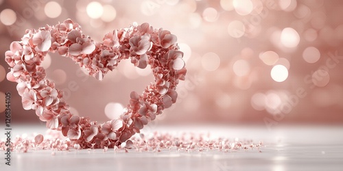 Romantic Rose Colored Flower Heart Shape Valentine s Day Wedding Love Concept