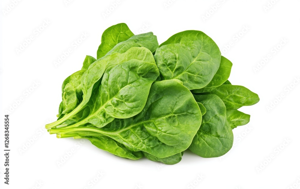 Fresh Green Spinach Leaves on White Background Fresh Green Spinach Leaves on White Background
