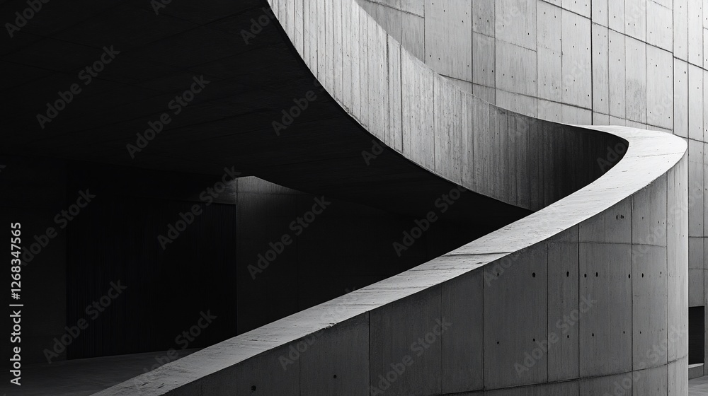 Obraz premium Abstract architectural concrete structure with curved lines and geometric patterns