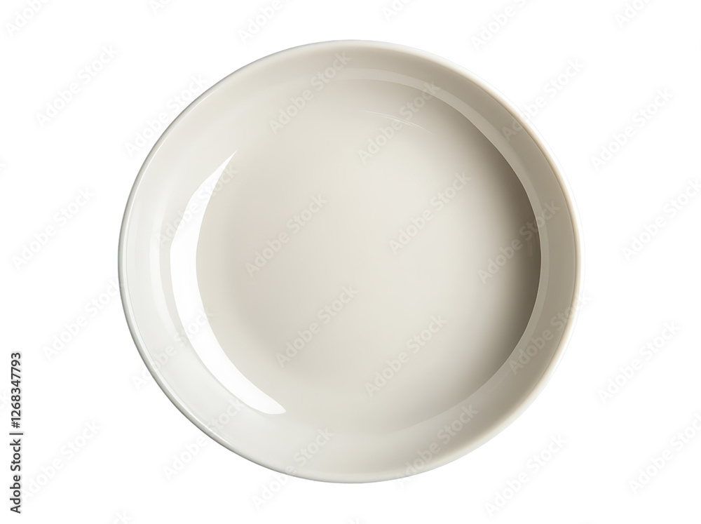 Empty white dish plate on transparent background Empty white dish plate on transparent background