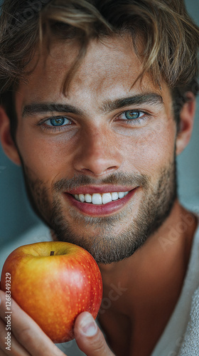 attractive young man eating...