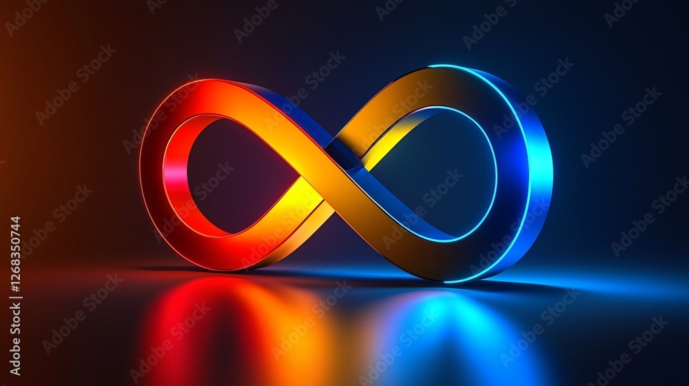 Glowing infinity symbol, dark background, concept art, website design Glowing infinity symbol, dark background, concept art, website design