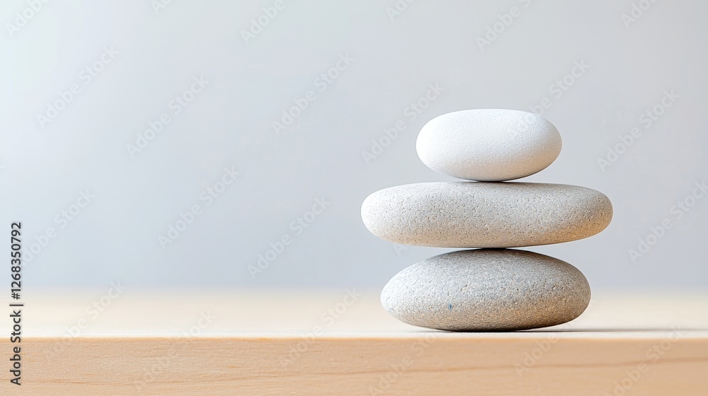 Balanced stone stacking minimalist studio photography calm environment close-up tranquility and zen concept Balanced stone stacking minimalist studio photography calm environment close-up tranquility and zen concept