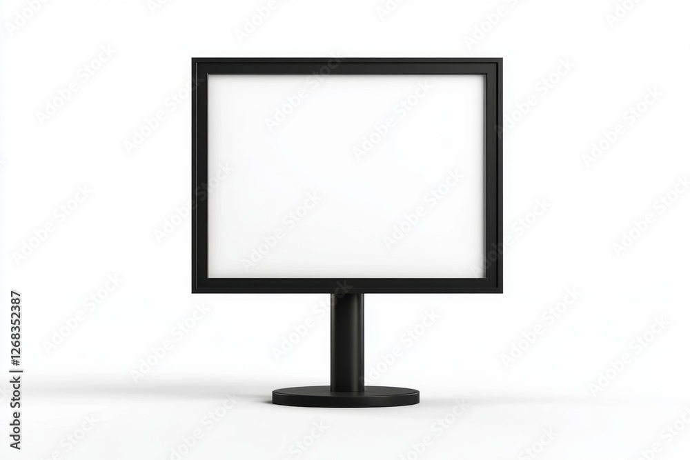Blank square sign, stand, studio, white background, mockup Blank square sign, stand, studio, white background, mockup