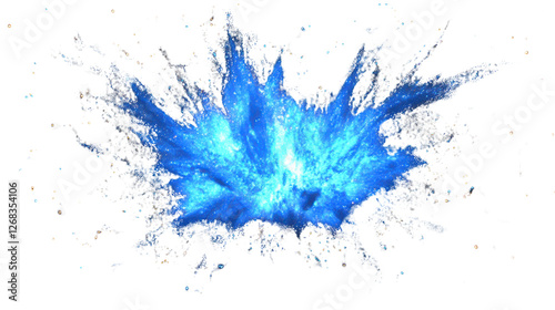 Bright blue explosion expanding with transparent background