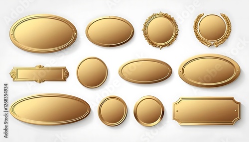 Assortment of Elegant Golden Plaques and Ornate Frames Collection