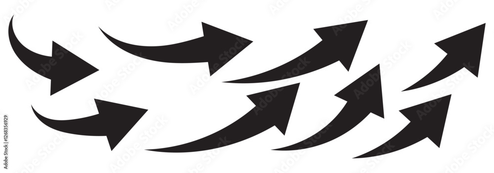 black arrow icon on transparent background. flat style. arrow icon. arrow indicated the direction symbol. curved arrow sign. black arrow icon on transparent background. flat style. arrow icon. arrow indicated the direction symbol. curved arrow sign.