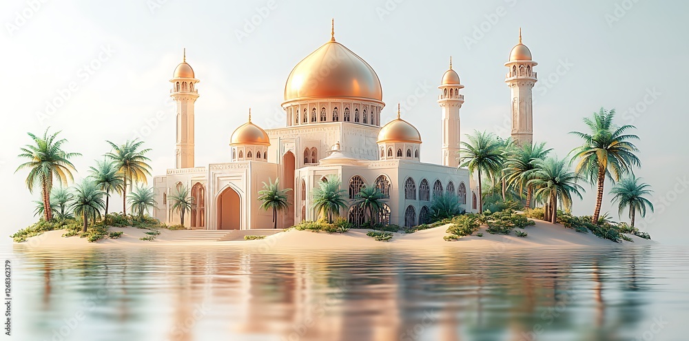 Naklejka premium Mosque Illustration Design Islamic Background