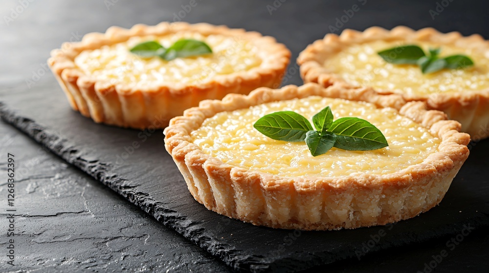 Lemon tarts, dessert, kitchen, slate, closeup Lemon tarts, dessert, kitchen, slate, closeup