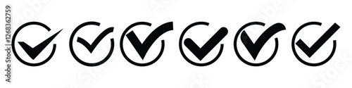 check mark and tick mark icon set. accept approved icon. vector illustration.